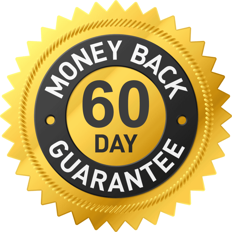 Glucore  60-day risk-free money-back guarantee badge